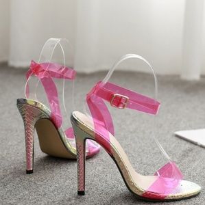 SOLD Neon pink clear staple high heels stiletto